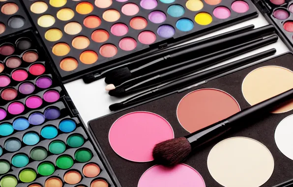 Palette, brush, a lot, Cosmetics