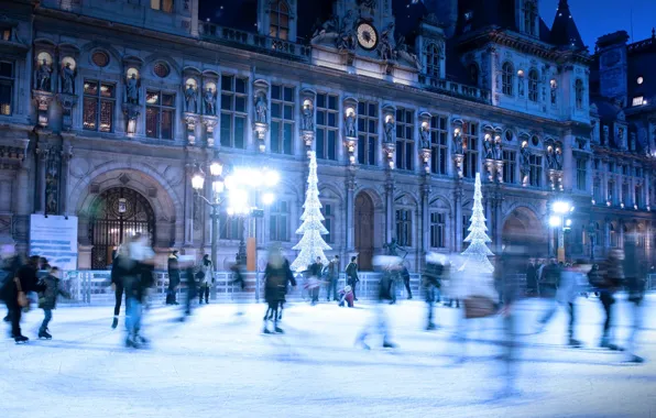 France, Paris, rink, Palace, The hotel de Ville, city hall, municipality