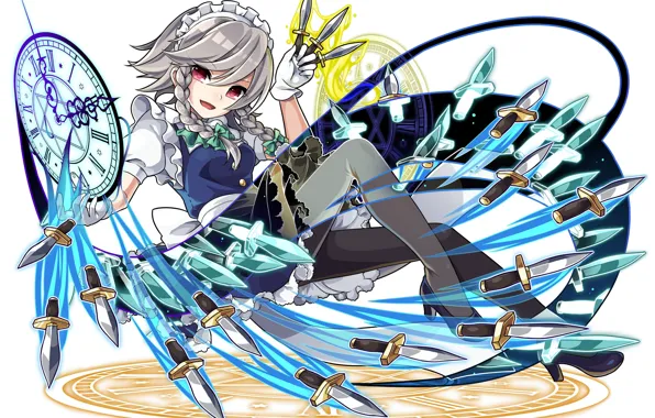 Girl, smile, weapons, knives, Touhou, Touhou, Touhou