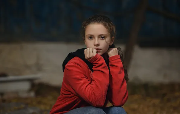 Sadness, Autumn, Girl, Kira, Russian girl, Vyushkin Igor