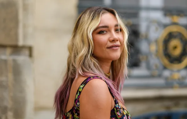 Look, pose, smile, makeup, actress, hair, Florence Pugh, Florence Pugh