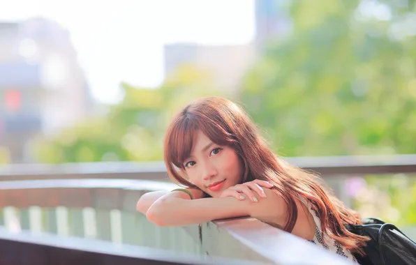 Summer, eyes, look, girl, smile, background, hair, makeup