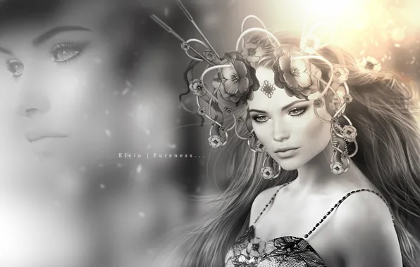 Girl, hair, wreath