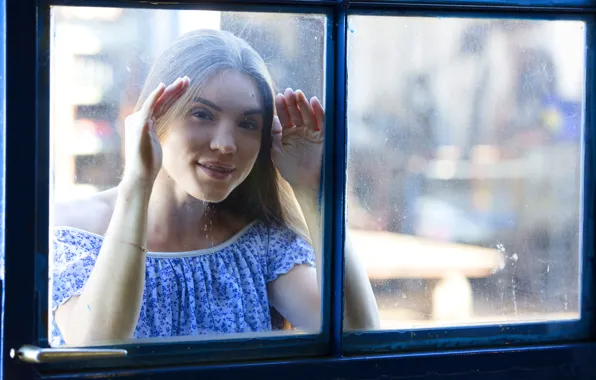 Model, window, brunette, gorgeous, photoshoot, posing, cute girl, beautiful face