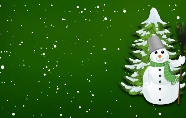 Winter, Minimalism, New Year, Christmas, Snowflakes, Background, Tree, Holiday