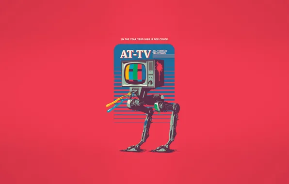 Picture Minimalism, Robot, TV, Art, Robot, All Terrain television, AT-TV, In the year 2980 war is …