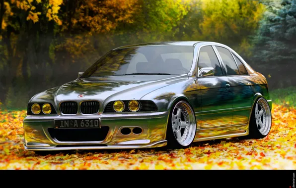Auto, bmw, chrome, stance, stens, 5, 5, 5series