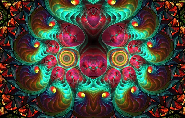 Picture circles, abstraction, background, graphics, fractal, center, symmetry, kaleidoscope