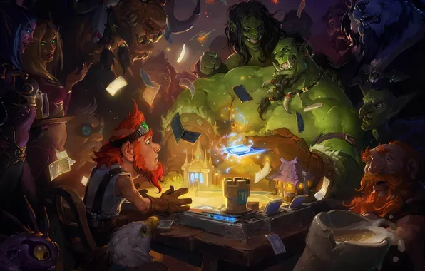 Table, the game, money, art, Panda, World of Warcraft, dwarf, Orc