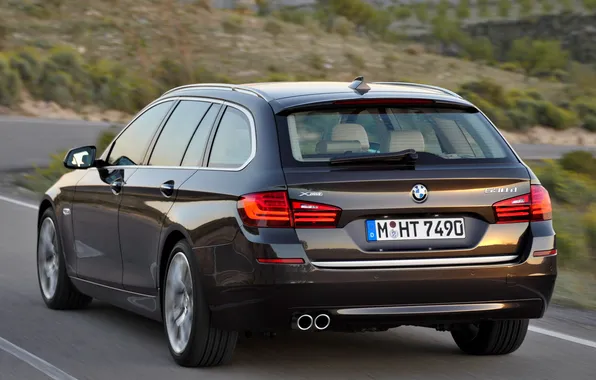 Picture road, machine, BMW, back, xDrive, Touring, Modern Line, 530d