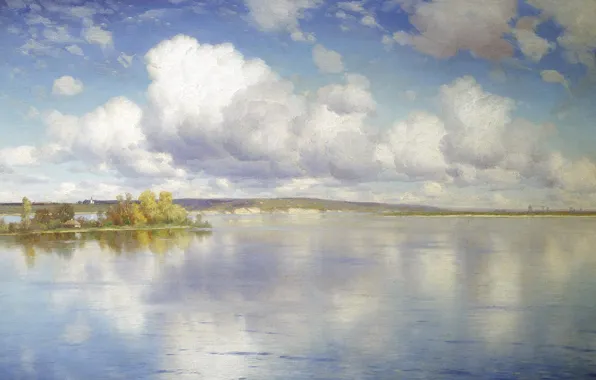 Picture landscape, lake, oil, picture, canvas, Constantine Kryzhitsky