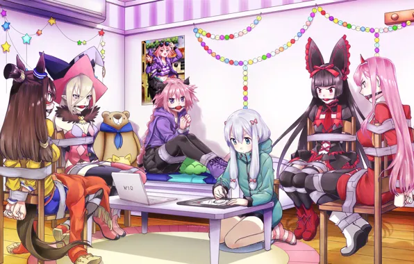 Picture girl, laptop, connected, crossover, EroManga Sensei