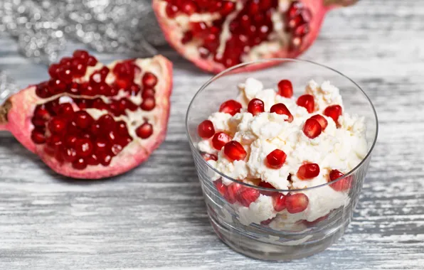 Grain, dessert, sweet, garnet, cheese, pomegranate, grain, curd