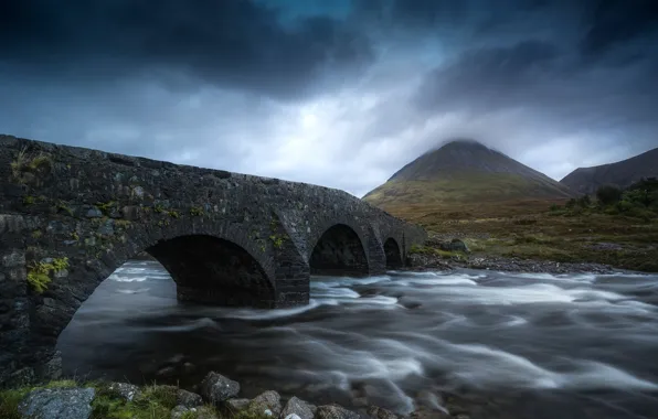 Landscape, mountains, Scotland, Beauty, Scotland, Old bridge, Isle of Skye, Isle of Skye