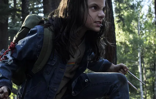 Wallpaper cinema, girl, forest, Wolverine, X-Men, Logan, tree, Marvel