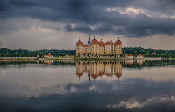 The storm, lake, reflection, storm, lake, reflection, Saxony, Saxony