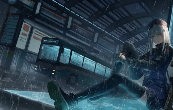Girl, night, rain, girls frontline