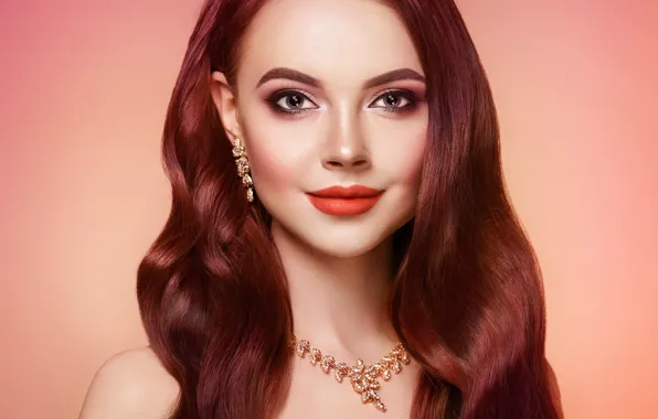 Girl, smile, style, background, makeup, decoration, curls, Oleg Gekman