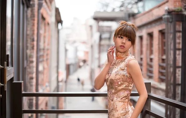 Picture the city, dress, Asian, gesture