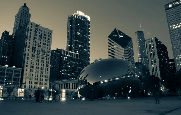 Picture skyscrapers, Chicago, USA, Chicago, illinois, a drop of mercury, Millennium Park