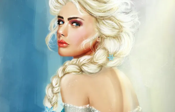 Girl, art, frozen, Elsa