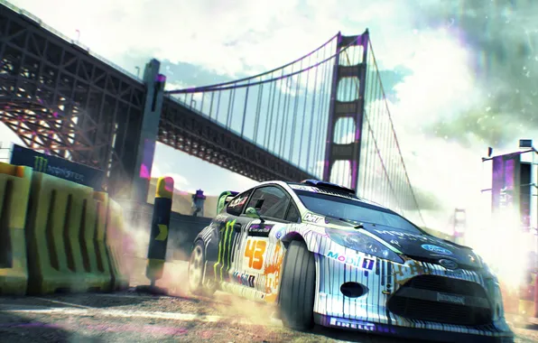Picture bridge, race, car, ford, San Francisco, dirt showdown