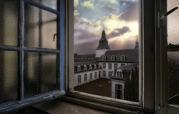 The sky, the city, window