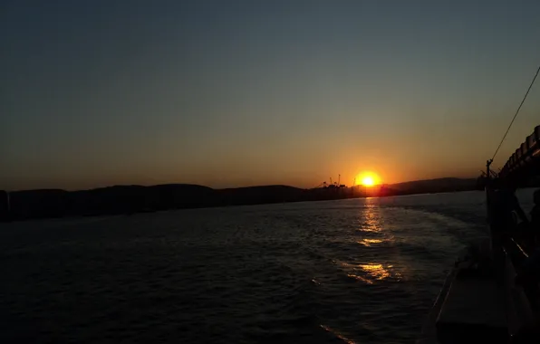 Picture sea, water, sunset, the city, Novorossiysk