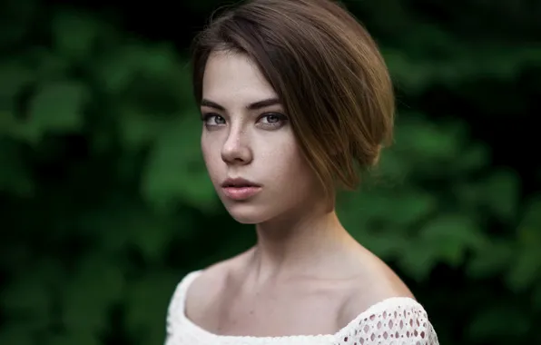 Portrait, freckles, the beauty, Maxim Guselnikov, Christina Arefyeva, Kristina Arefyeva