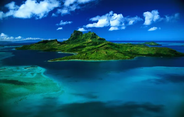 Picture sea, island, Bora Bora, French Polynesia