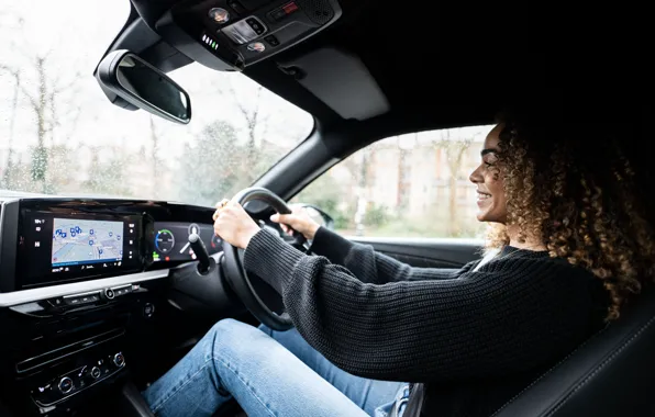 Picture Girl, Smile, Salon, The wheel, Vauxhall, Electric, Vauxhall, Electric car