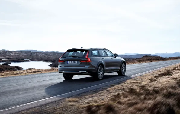 Picture Volvo, Car, Road, Silver, Cross Country, Drive, Universal, 2017