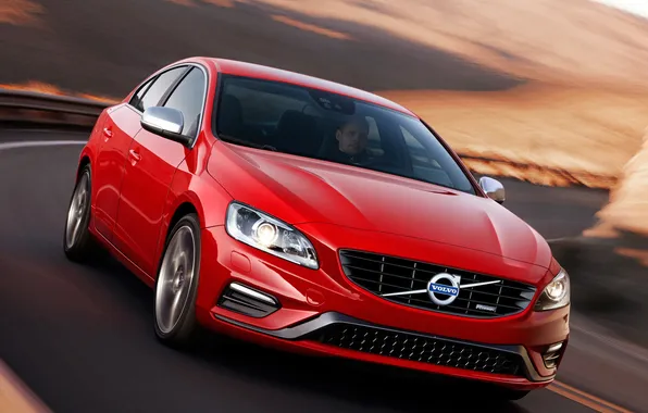 Machine, Volvo, red, front view, S60, R-design