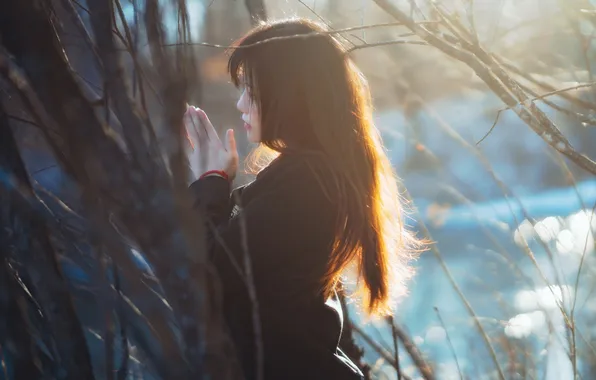 Beautiful, Asian, Model, Winter, Snow, Spring, Woman, Cute