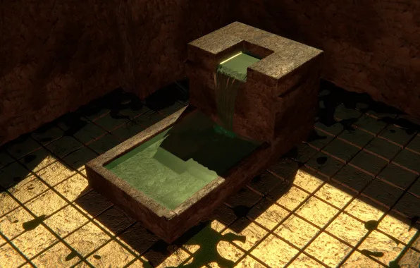 Water, stream, stone, yard, angle, Megalit, blender3d