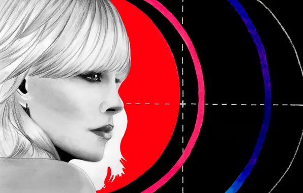 Charlize Theron, blonde, art, Lorraine Broughton, atomic blonde