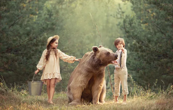 Picture boy, bear, girl