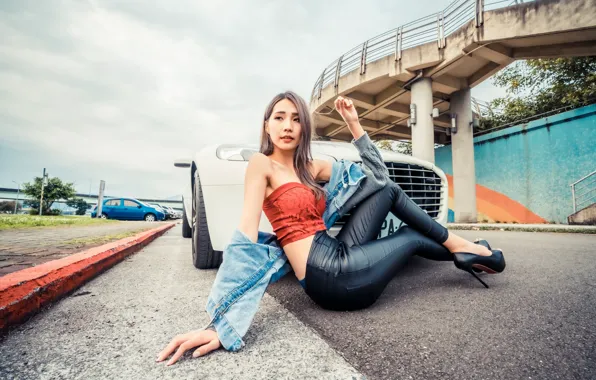 Picture girl, street, Asian