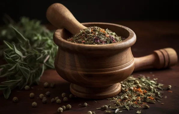 Tea, bowl, still life, welding, pistil, mortar, digital art, herbal