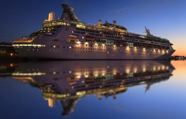 Picture water, lights, reflection, the evening, liner, cruise ship