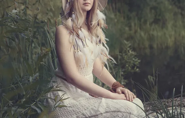 Landscape, nature, sitting, Vasilisa, Maxim Mikhailov