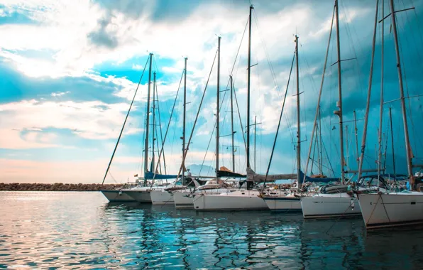 Sea, Marina, yachts, harbour, mast