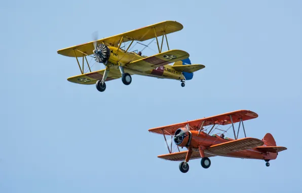 The sky, retro, the plane, parade, biplane