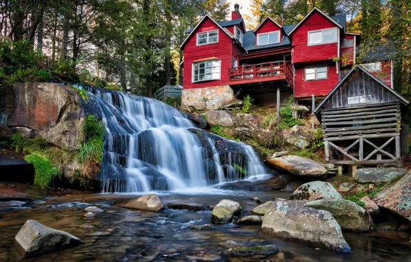 Waterfall, USA, North Carolina, Living Waters
