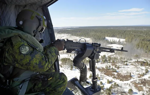 Weapons, soldiers, helicopter, helmet, machine gun