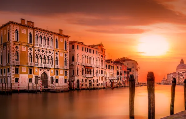 Picture home, the evening, Italy, Venice, Cathedral, channel, Santa Maria della salute