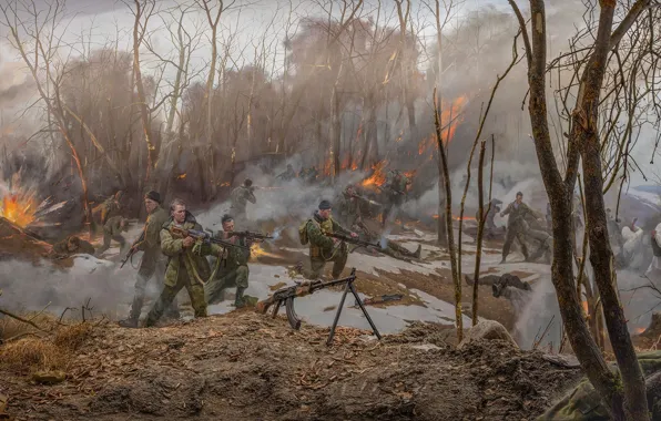 Wallpaper Battle, Picture, Soldiers, Marines, Diorama, Ryazan, Ilya