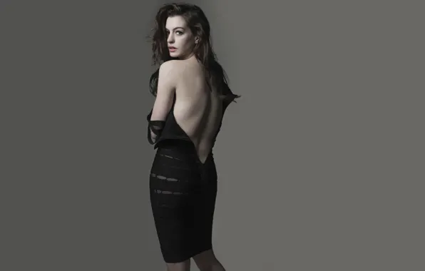 Picture look, girl, face, background, back, actress, beauty, Anne Hathaway