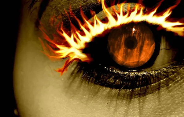 Picture fire, orange, Eye, eyelash