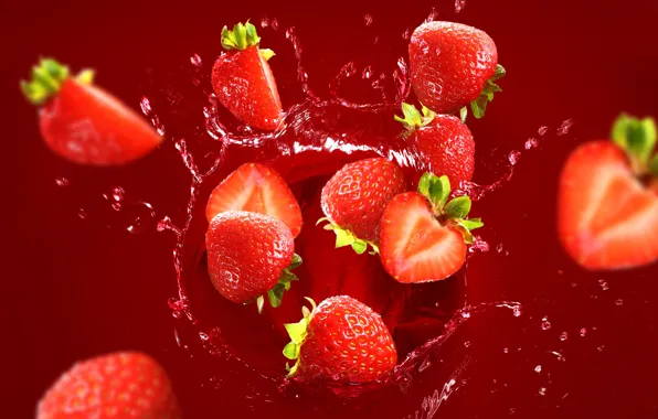 Water, squirt, berries, strawberry